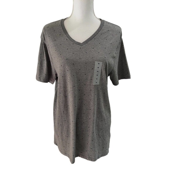 NWT Old Navy Gray Printed Soft Washed V Neck Short Sleeve T-Shirt Sz Medium - Picture 1 of 6